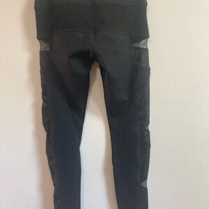 Popular Basics Black Athletic Leggings with Printed Waist Label